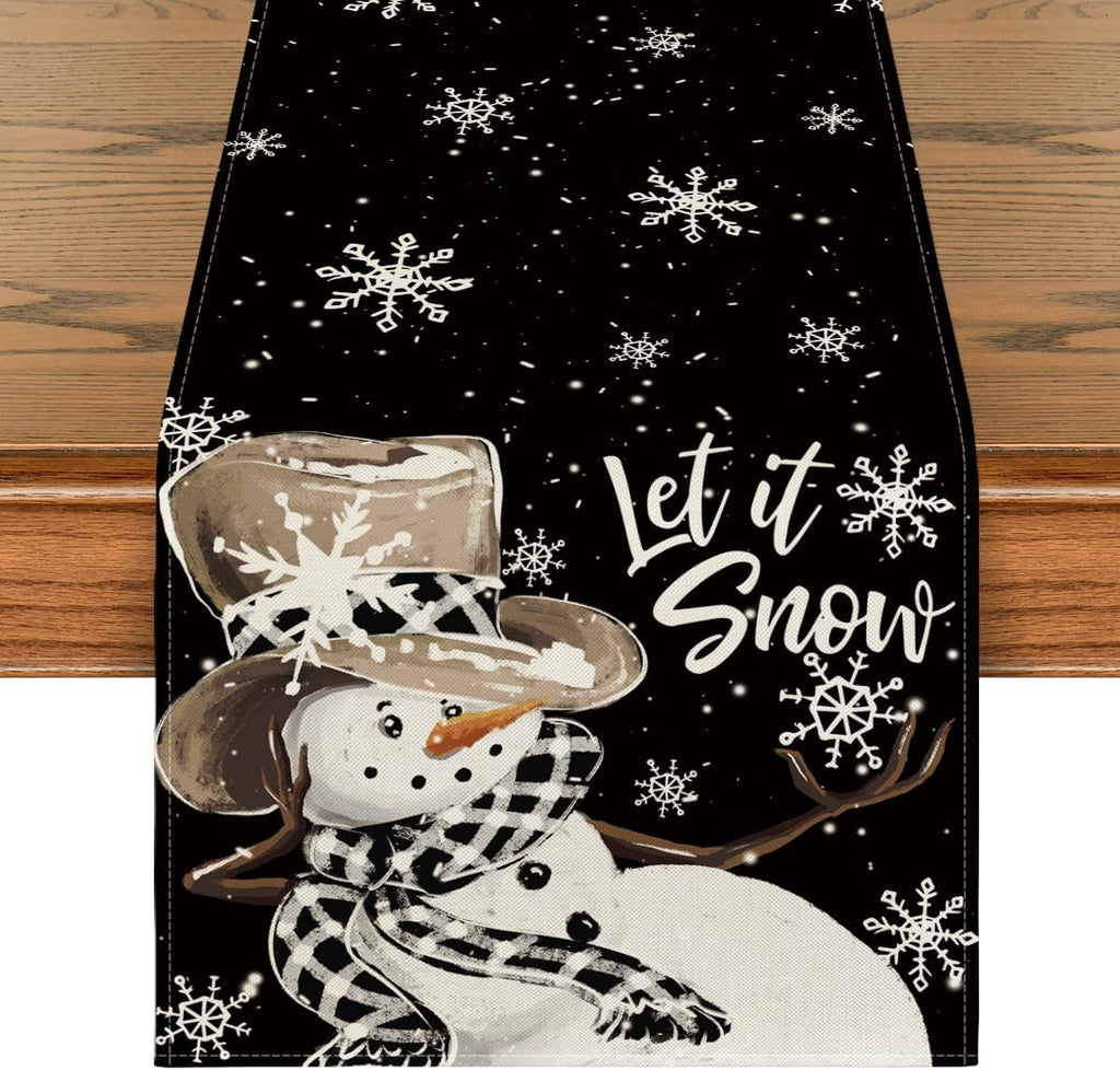 Artoid Mode Grey Snowman Winter Table Runner Home Party Decor 13x90 Inch