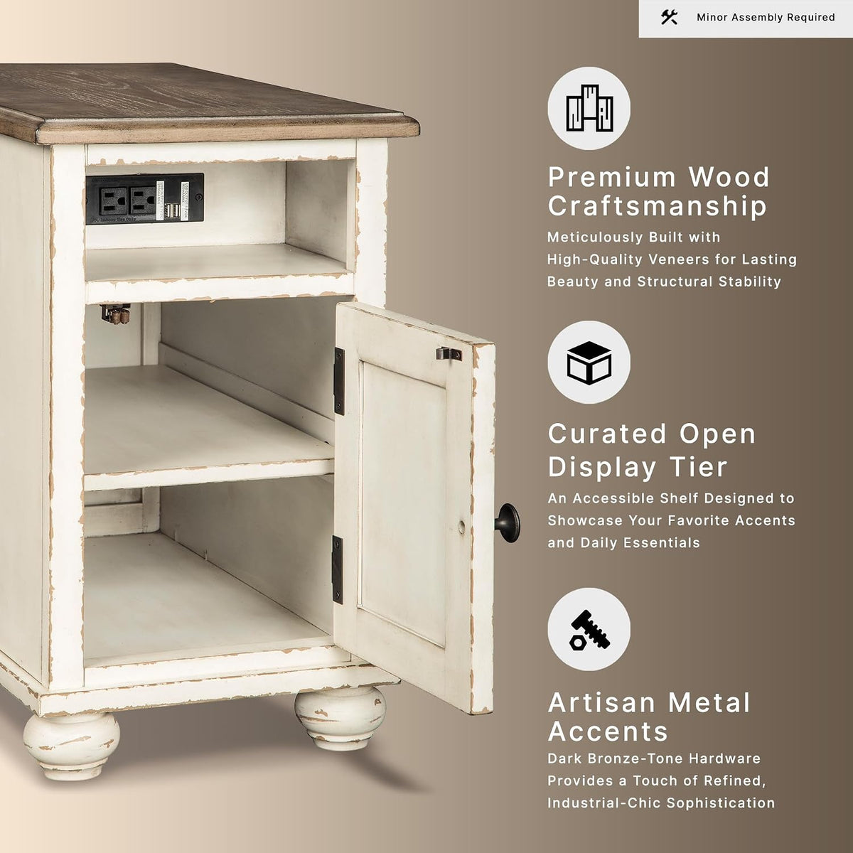 Signature Design by Ashley Chairside End Table with Charging Station