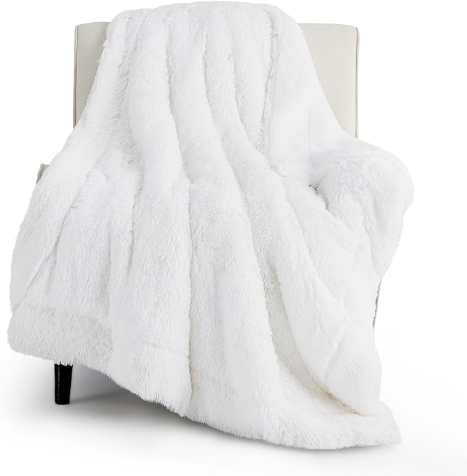 Bedsure GentleSoft Fuzzy Sherpa Faux Fur Twin Blanket White Cozy Gifts by BEDSURE