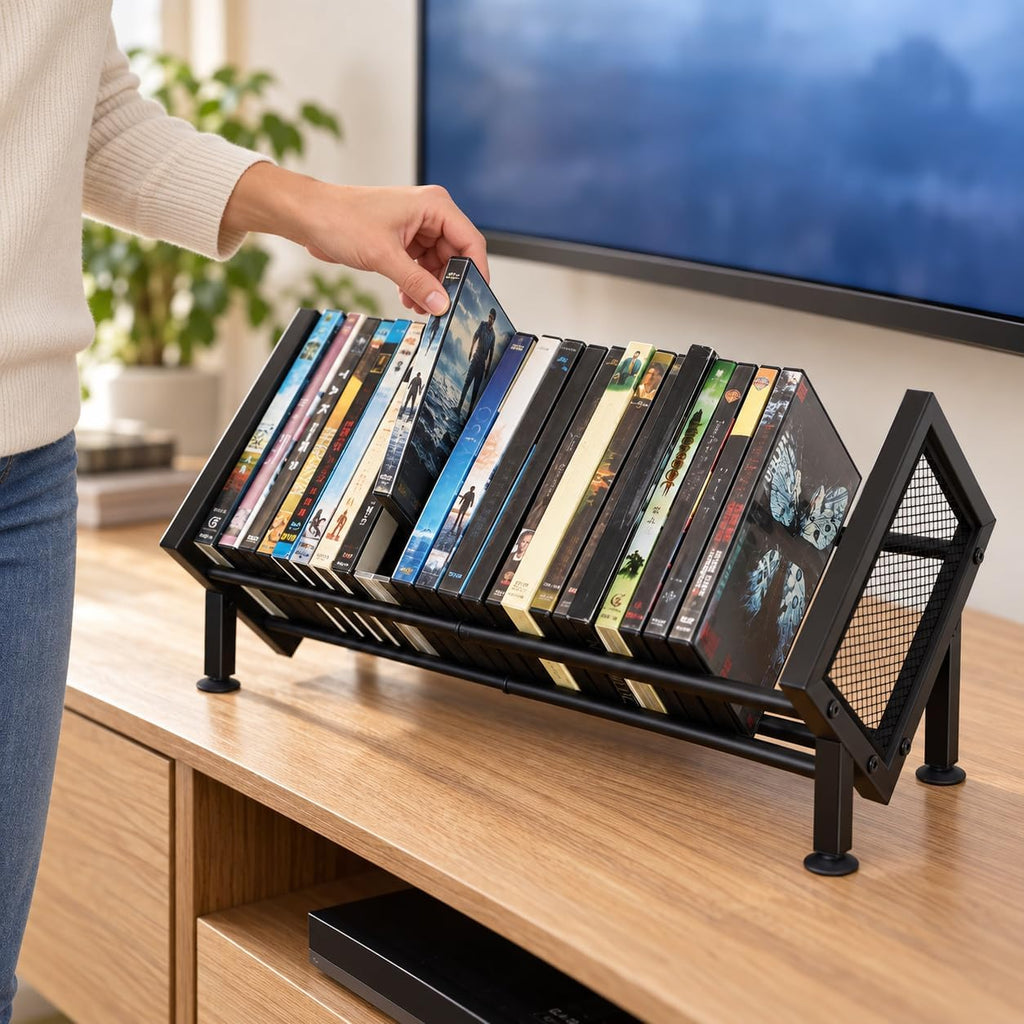 PUTNATRURE DVD Storage Rack, Expandable Game & Blu ray Case Display, 2 Pack