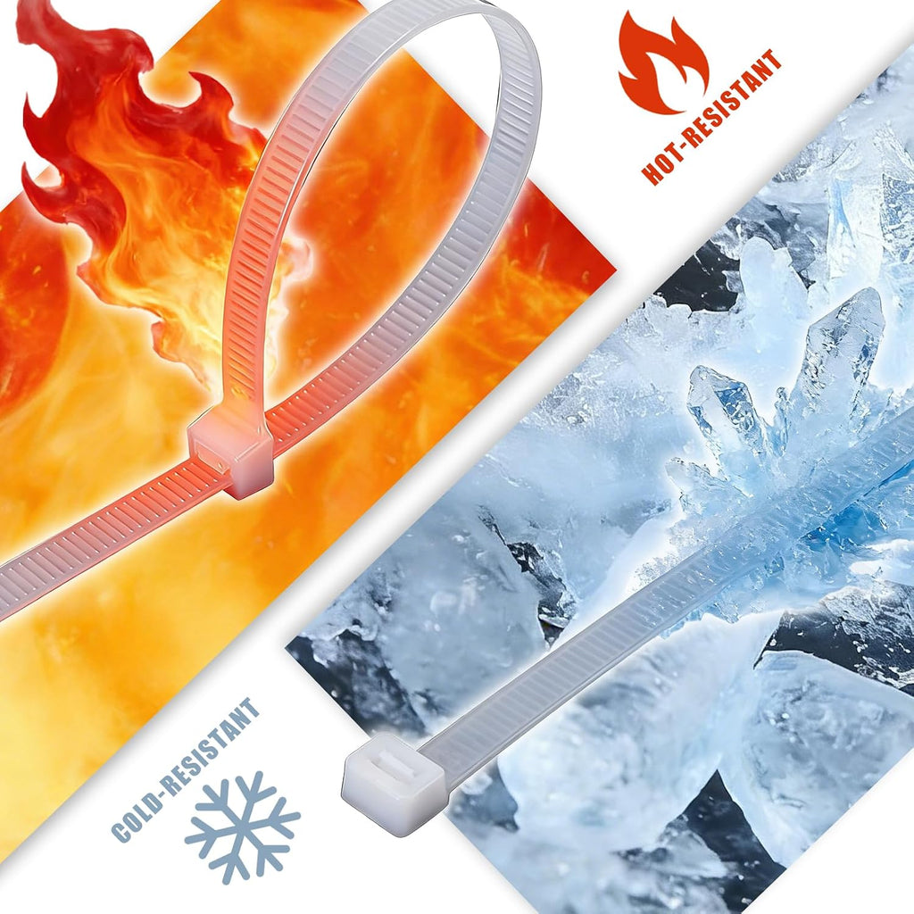 2000 Pack Zip Ties Clear Assorted Sizes 4+6+8+12 Inch Cable ties