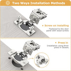 FURNIWARE 10 Pieces Soft Closing Cabinet Hinges, 1-1/4 inch Overlay Cabinet Hardware Hinges Nickel Plated- 105 Degree