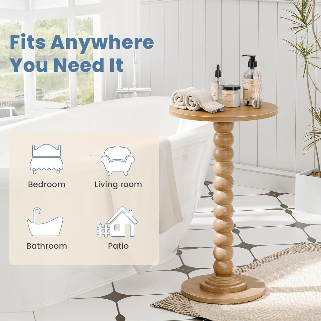 DUMOS Round Side Table, End Table, Nightstand for Bedroom Living Room