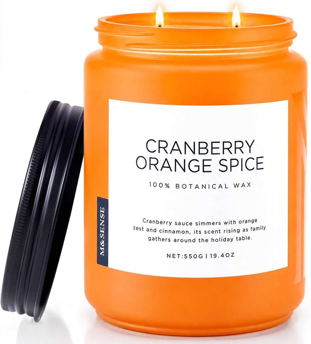 M&SENSE Cranberry Orange Spice Scented Candle for Fall Holiday Home Decor