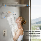 Rain Shower System 12"&6" Shower Heads Wall Mount Shower Faucet Set