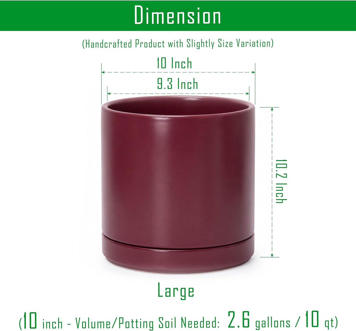 D'vine Dev 10 Inch Ceramic Planter Pot, Cordovan, 94-O-E-4