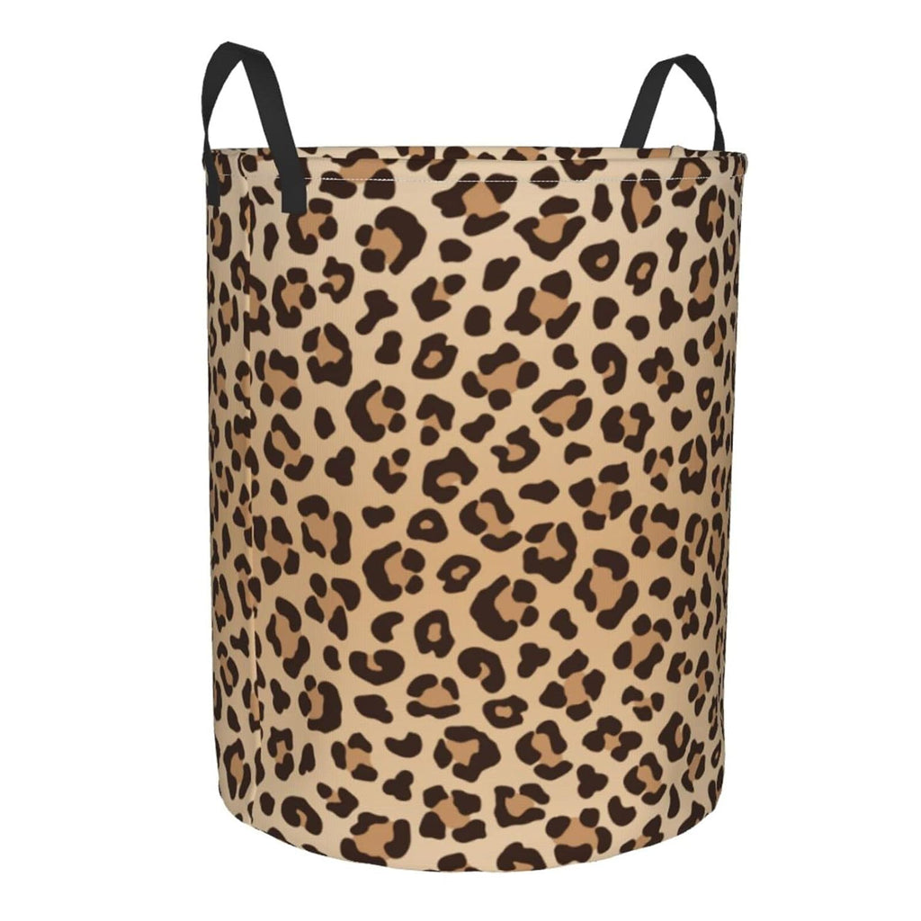 Leopard Print Round Laundry Hamper Animal Skin Texture Storage Basket Toys Clothes Organizer Bin For Home Bathroom Bedroom Dorm Nursery, 62l