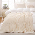 Puncuntex Cream White Throw Blanket 90"×90" inches Fuzzy 3D Jacquard Decorative by Puncuntex
