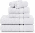 100% Cotton Towel Set 6 Piece, Soft & Absorbent, Quick Dry, Bathroom Towels Set (2 Bath Towels, 2 Hand Towels, 2 Washcloths), White