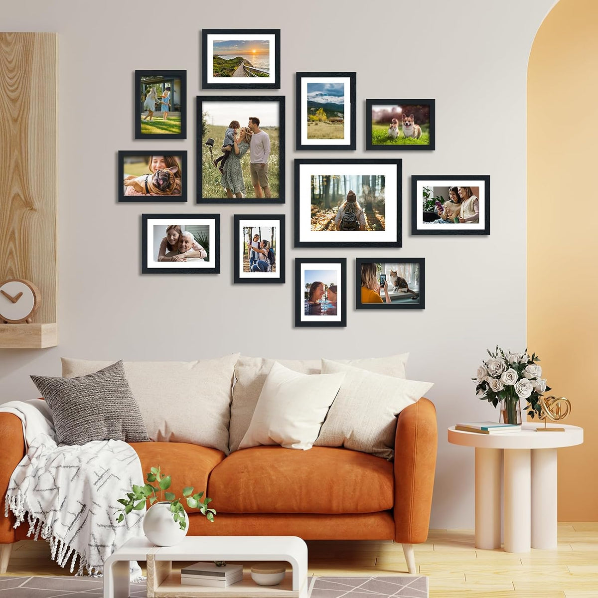 Fixwal Collage Picture Frames Set, 15 Pack, MDF, Black, 8x10, 5x7, 4x6