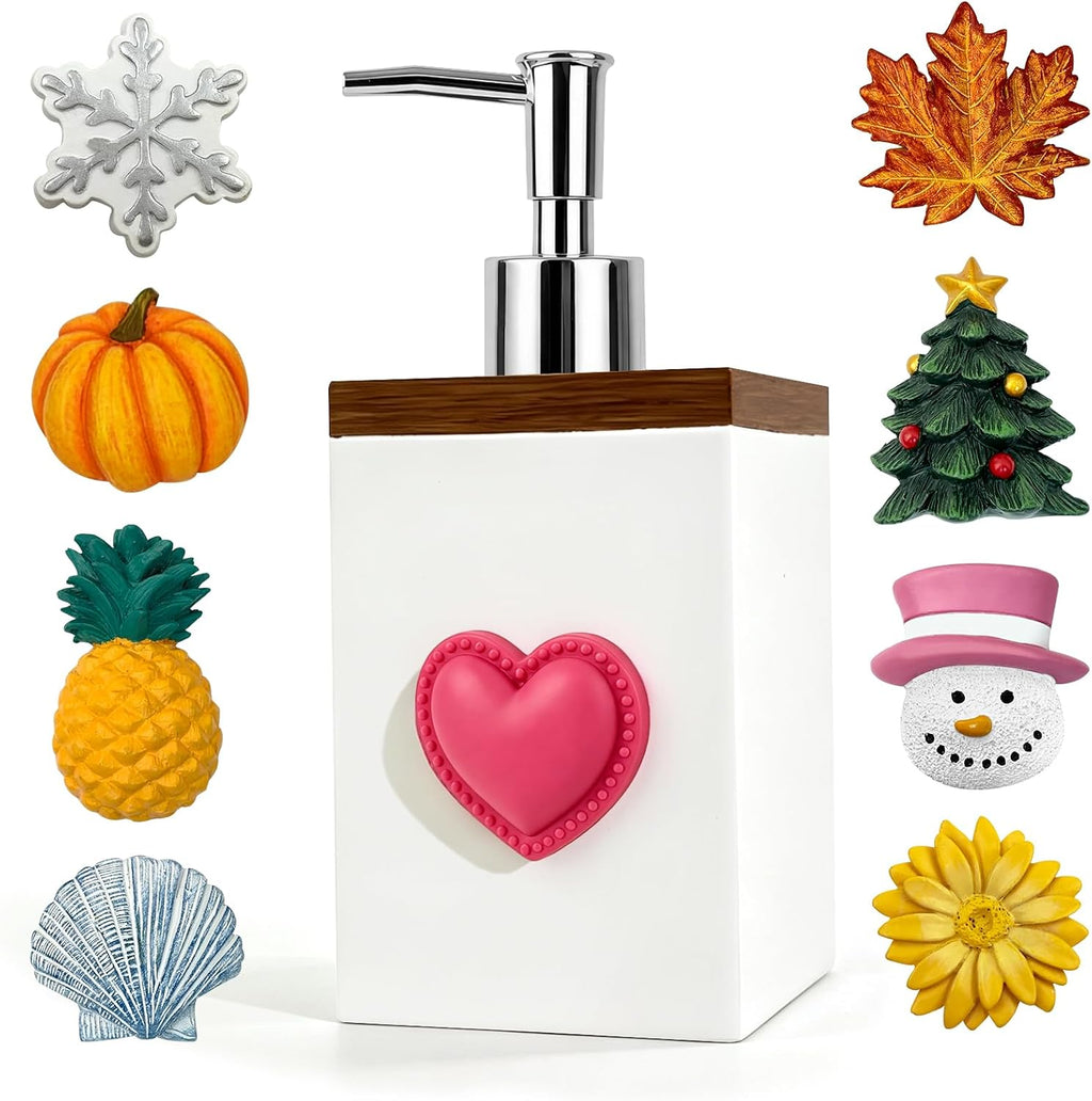 Seasonal Soap Dispenser with 9 Interchangeable Magnets for Holidays