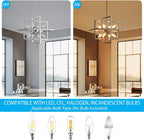 XINGQI 15“ Modern Chandelier 8-Light Brushed Nickel Geometric Pendant Lighting Farmhouse Ceiling Light Fixtures for Dining Room Living Room Kitchen Island Bedroom Hallway