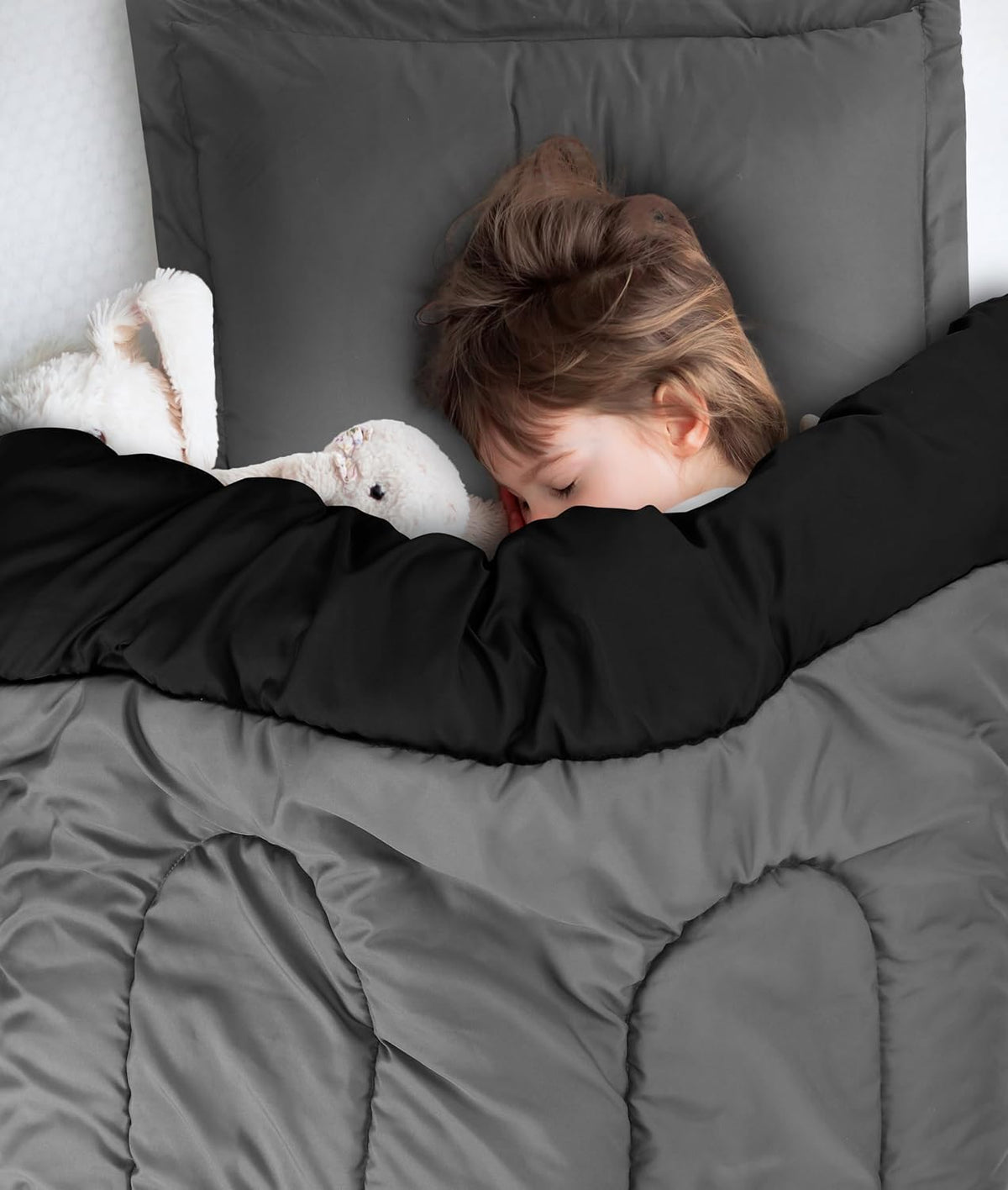 Utopia Bedding 3 Pc Kids Twin Comforter Set, Black/Grey