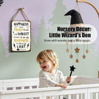 Happiness Can Be Found Even In The Darkest Metal Signs, Vintage Magic Sign for Movie Wizard Theme Lovers Office Decor Motivational Room Wall Decor, 12x8 Inches