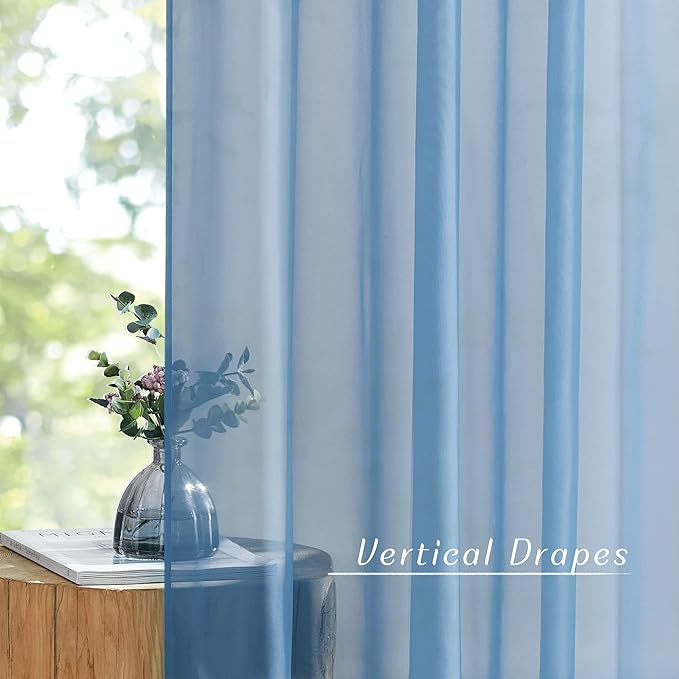 NICETOWN Stone Blue Sheer Curtains 108 inches Long, Grommet Top Elegant Voile - Image 5