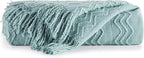 BOURINA Aqua Throw Blanket 60x80 Inches Throw Textured Solid Soft Sofa Throw - Image 6