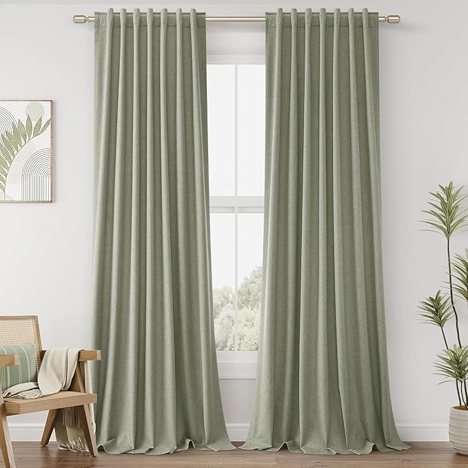 Guken Sage Green 100% Blackout Curtains 105 Inch Length 2 Panels Set by Guken