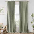 Guken Sage Green 100% Blackout Curtains 105 Inch Length 2 Panels Set by Guken