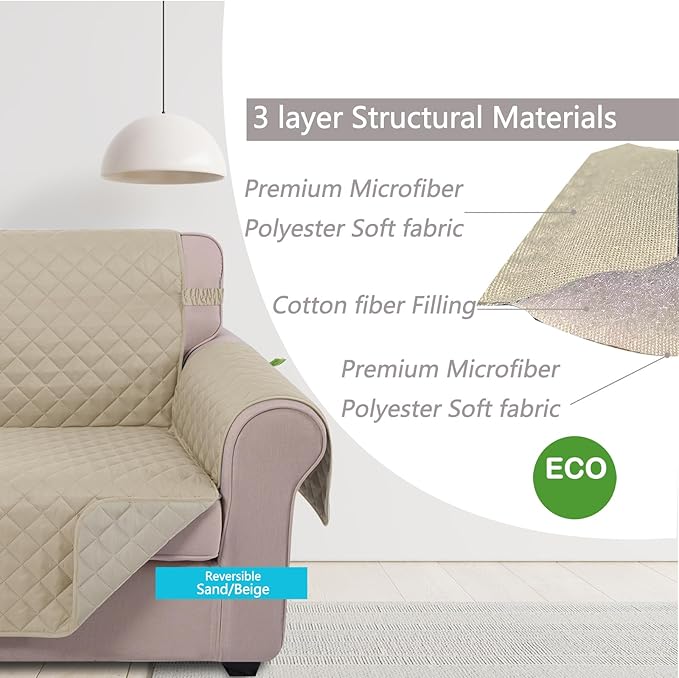 U-NICE HOME Reversible Oversized Chair Covers Quilted Water Repellent Pet - Image 5