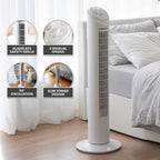 OVENTE 32" Bladeless Tower Fan,90° Oscillation, 3 Speeds, White TFO3SW