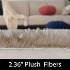 Latepis Washable Faux Fur 3x5 Area Rug Camel Beige Fluffy Shag Furry Sheepskin - Image 2
