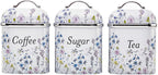 Laura Ashley China Rose Coffee Tea Sugar Container Set - Storage Canisters