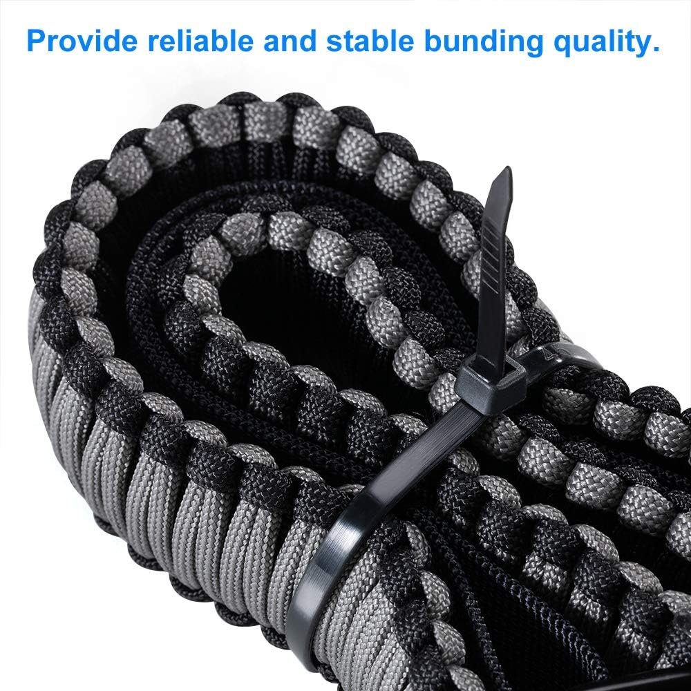 Zip Ties 8 inch Black Zip Ties 1000 Pack, Wire Ties with 50lb Tensile Strength, UV Resistant Cable Ties, Self-locking Plastic Ties for Indoor and Outdoor Use, by Tantti.