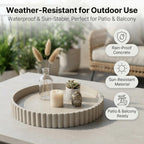 Round Solid Concrete Tray, Fluted Centerpiece for Coffee Table Decor 13"
