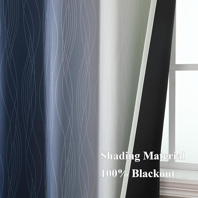 Estelar Textiler Ombre Blackout Curtains 102 Inches Long 2 Panels Set, Full - Image 5