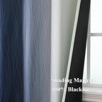 Estelar Textiler Sage Green and Navy Blue Gradient Blackout Curtains - Image 5