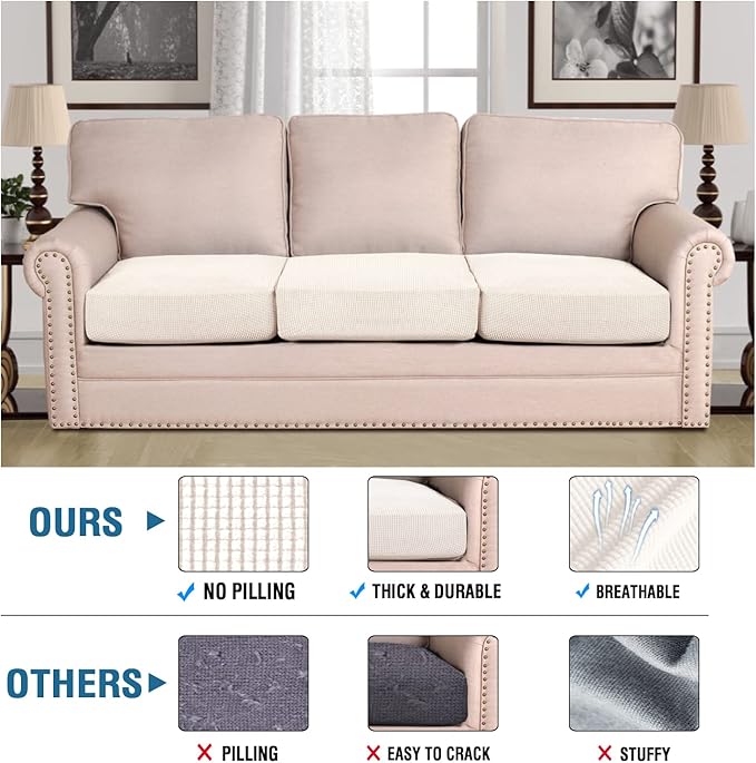 H.VERSAILTEX Super Stretch Couch Cushion Covers Sofa Cushion Slipcovers - Image 5