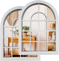 ZEXUIRU 2 Set Rustic Wall Mirrors for Bedroom Bathroom Living Room Entryway Wood Farmhouse Easy to Hang Framed Decorative Accent Hanging Wall-Mounted Mirror Set for Living Room - White