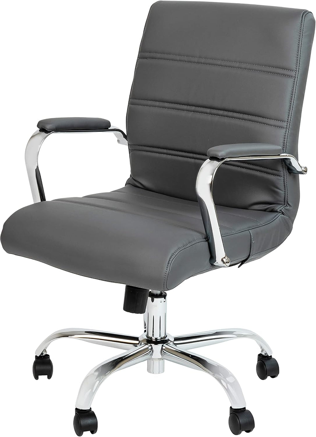 Flash Furniture Mid-Back LeatherSoft Executive Office Chair, Gray/Chrome