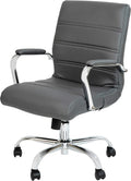 Flash Furniture Mid-Back LeatherSoft Executive Office Chair, Gray/Chrome