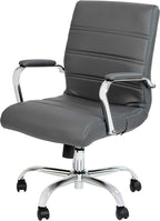 Flash Furniture Mid-Back LeatherSoft Executive Office Chair, Gray/Chrome