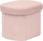 B FSOBEIIALEO 43.3" Sherpa Ottoman with Storage for Living Room, Black