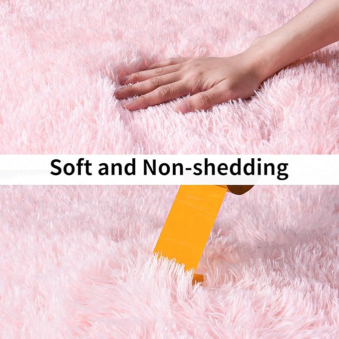 Soft Shag Runner Rugs for Girls Bedroom, 2x6 Pink Fluffy Throw Area Rug Non - Image 6