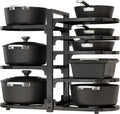 Adjustable Heavy Duty Pots and Pans Organizer Under Cabinet, 8-Tier Pot and Pan Organizers Inside Cabinet, Kitchen Cabinet Organizers and Storage, Black