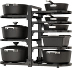 Adjustable Heavy Duty Pots and Pans Organizer Under Cabinet, 8-Tier Pot and Pan Organizers Inside Cabinet, Kitchen Cabinet Organizers and Storage, Black