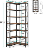 Tribesigns Corner Shelf, 7-Tier Industrial Corner Bookshelf and Bookcase