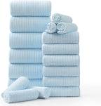 18 Piece Family Bath Towel Set Include 6 Bath Towels,6 Hand Towels and 6 Washcloths Soft Bathroom Towel with Hanging Loops,Highly Absorbent Quick Dry Towels Set for Bathroom,Hotel and Spa-Green