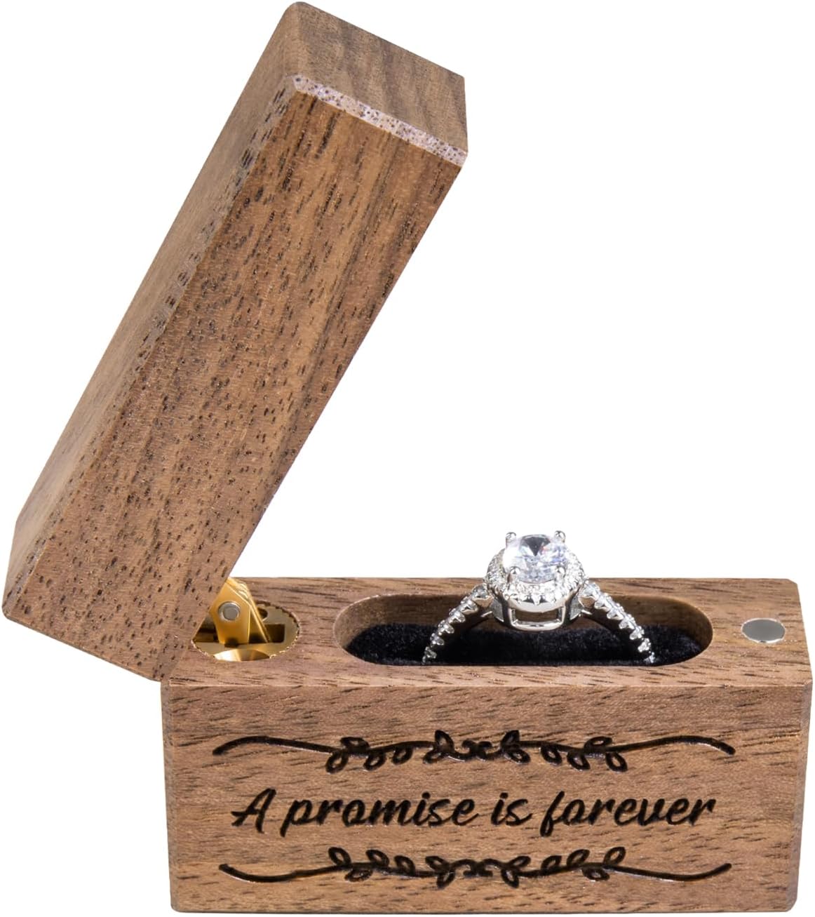 Wooden Engagement Ring Box Small Slim Proposal Wedding Ring Case