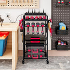 INGIORDAR Power Tool Organizer storage Cart with Charging Station,Black
