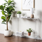 MyGift Clear Acrylic Console Table with Shelf, 2 Tier Entryway Table