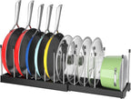 Lifewit Expandable Pot Lid & Pan Organizer for Cabinet with 11 Dividers