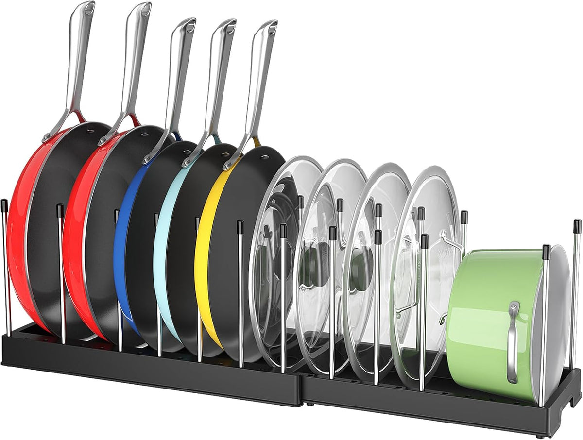 Lifewit Expandable Pot Lid & Pan Organizer for Cabinet with 11 Dividers