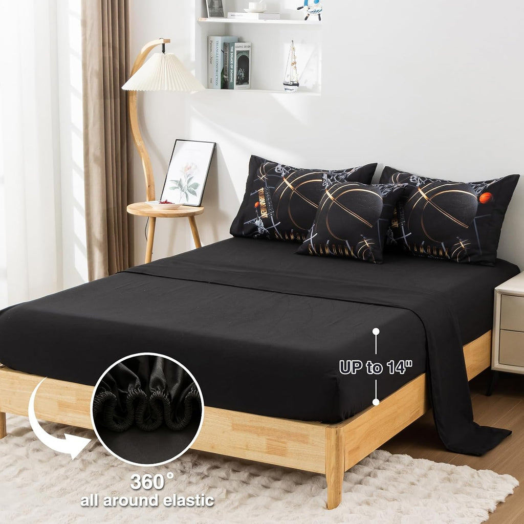A Nice Night Basketball Bedding Twin 6pc Comforter Sets for Kids Teen Boy