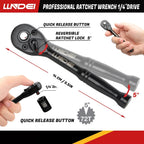 48 Piece 1/4" Mini Socket Ratchet Wrench Set, Metric Shallow(4-14mm)