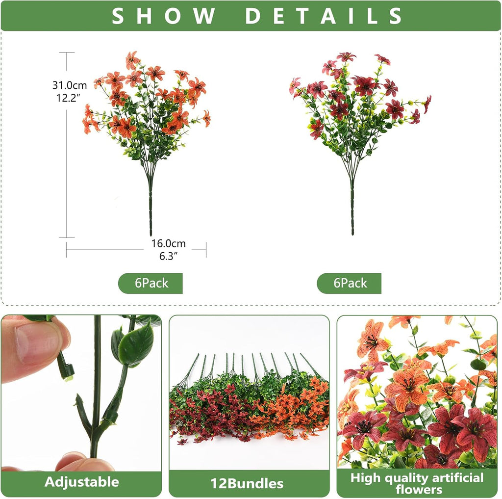 Homsunny Artificial Fall Flowers for Outdoor Planters Fake Mums Home Decor