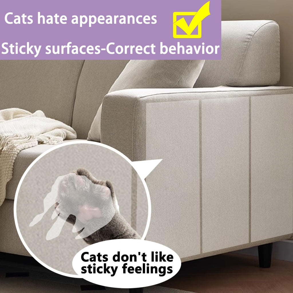 Anti Cat Scratch Tape, 4" x 30Yds, Transparent, Double Sided, Furniture Protector, Pet Safe, Easy Installation, One Year Warranty